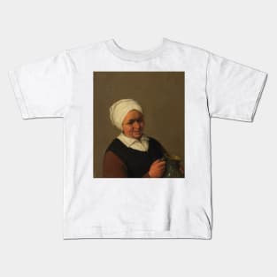 Bust of an Old Peasant Woman Holding a Jug by Adriaen van Ostade Kids T-Shirt